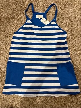 NWT Blue and White Striped Simply Southern Romper with Pockets